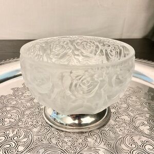 Germany Lead Crystal Candy Bowl William Adams Silver Footed Italy 4.5”